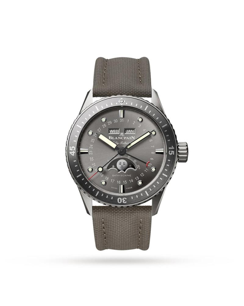 Blancpain Fifty Fathoms Bathyscaphe Quantieme Complet Phases De Lune 43mm Mens Watch Grey