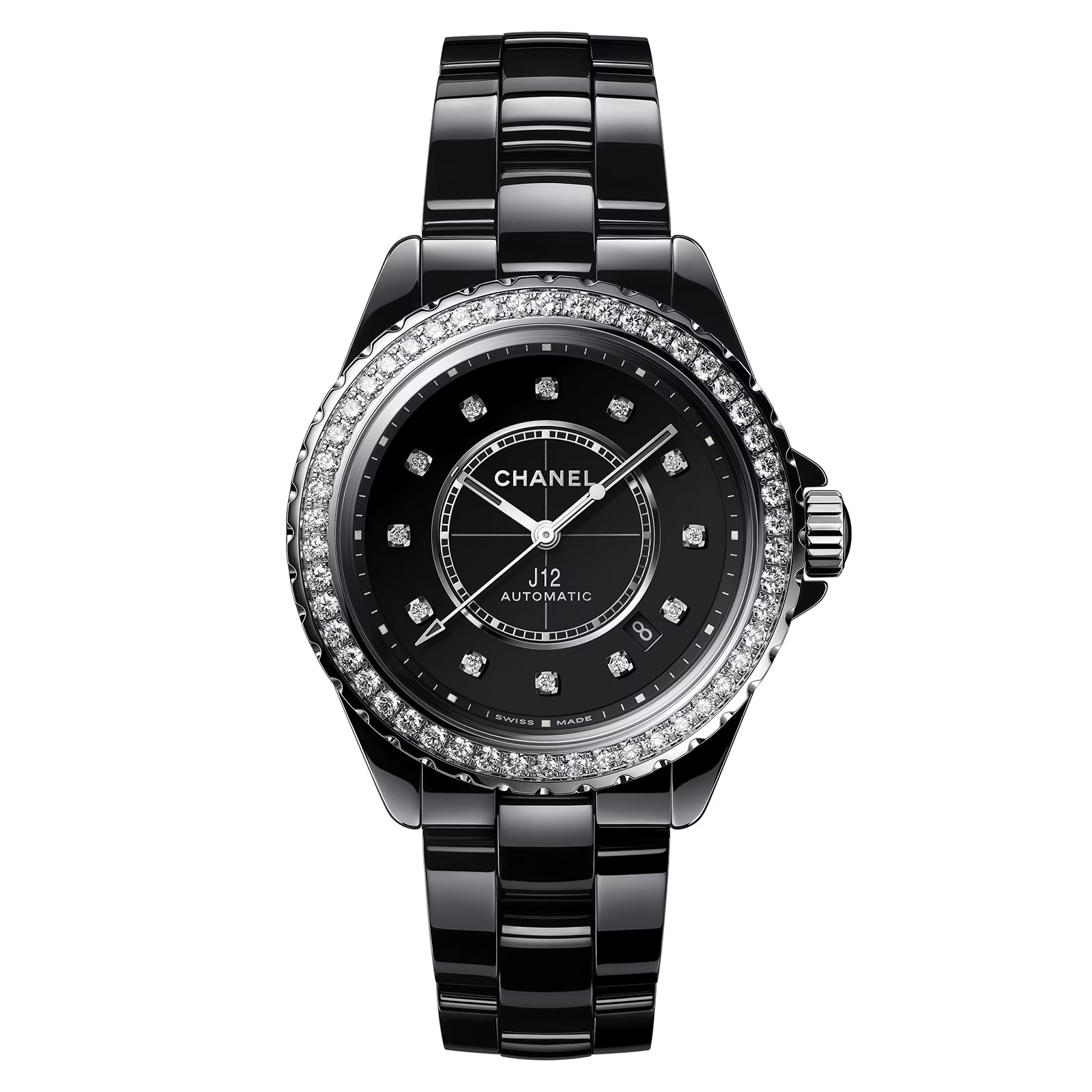 ExDisplay Chanel J12 DIAMOND BEZEL WATCH CALIBRE 121 38 MM