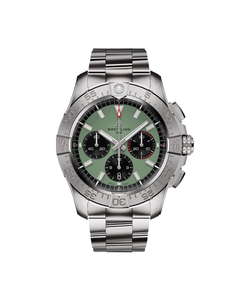 ExDisplay Breitling Avenger Chronograph B01 44mm Mens Watch Green Stainless Steel