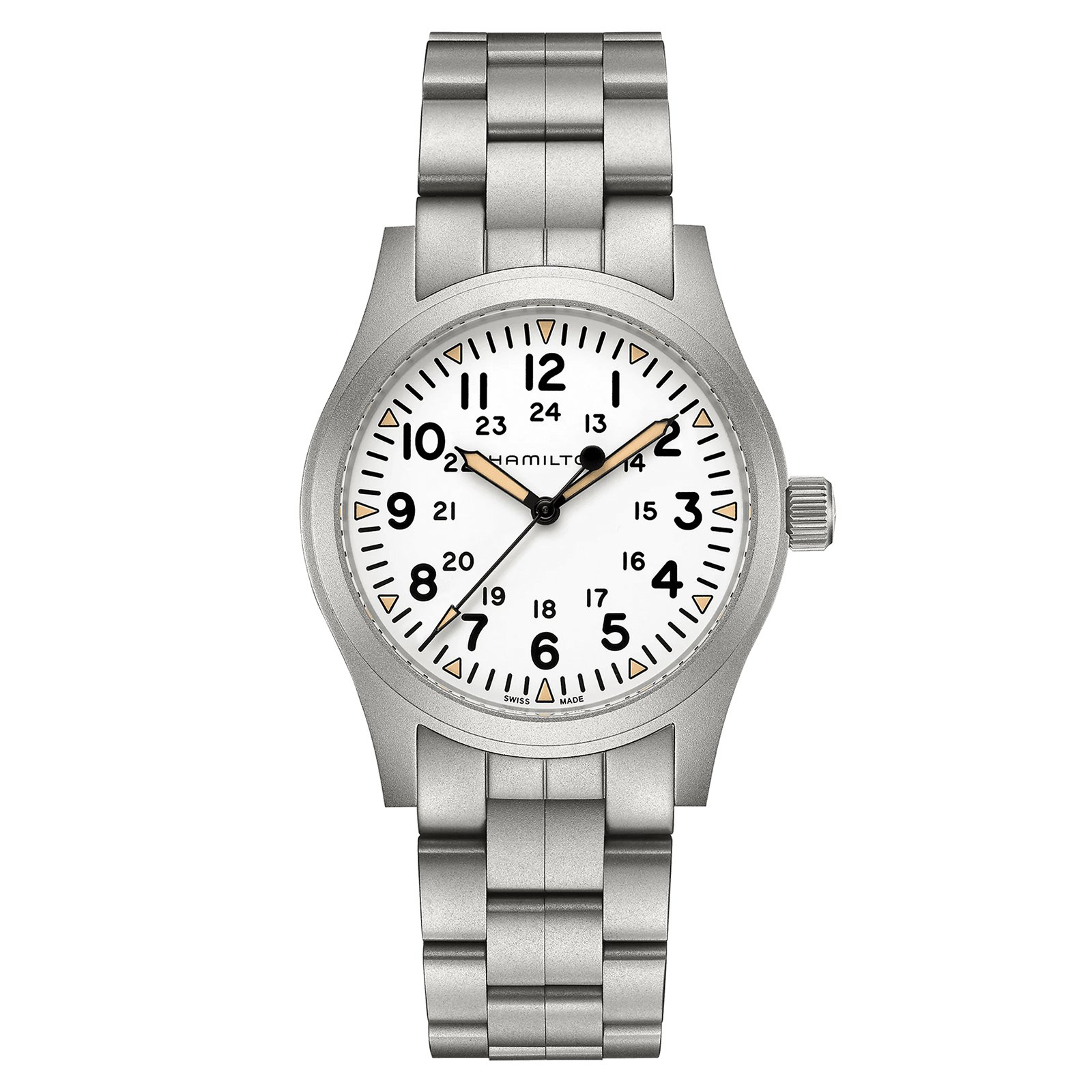 Hamilton Khaki Field Mechanical 42mm Mens Watch White