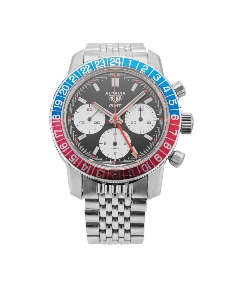 Vintage Heuer Autavia GMT 2446C 1970s 40mm Stainless Steel