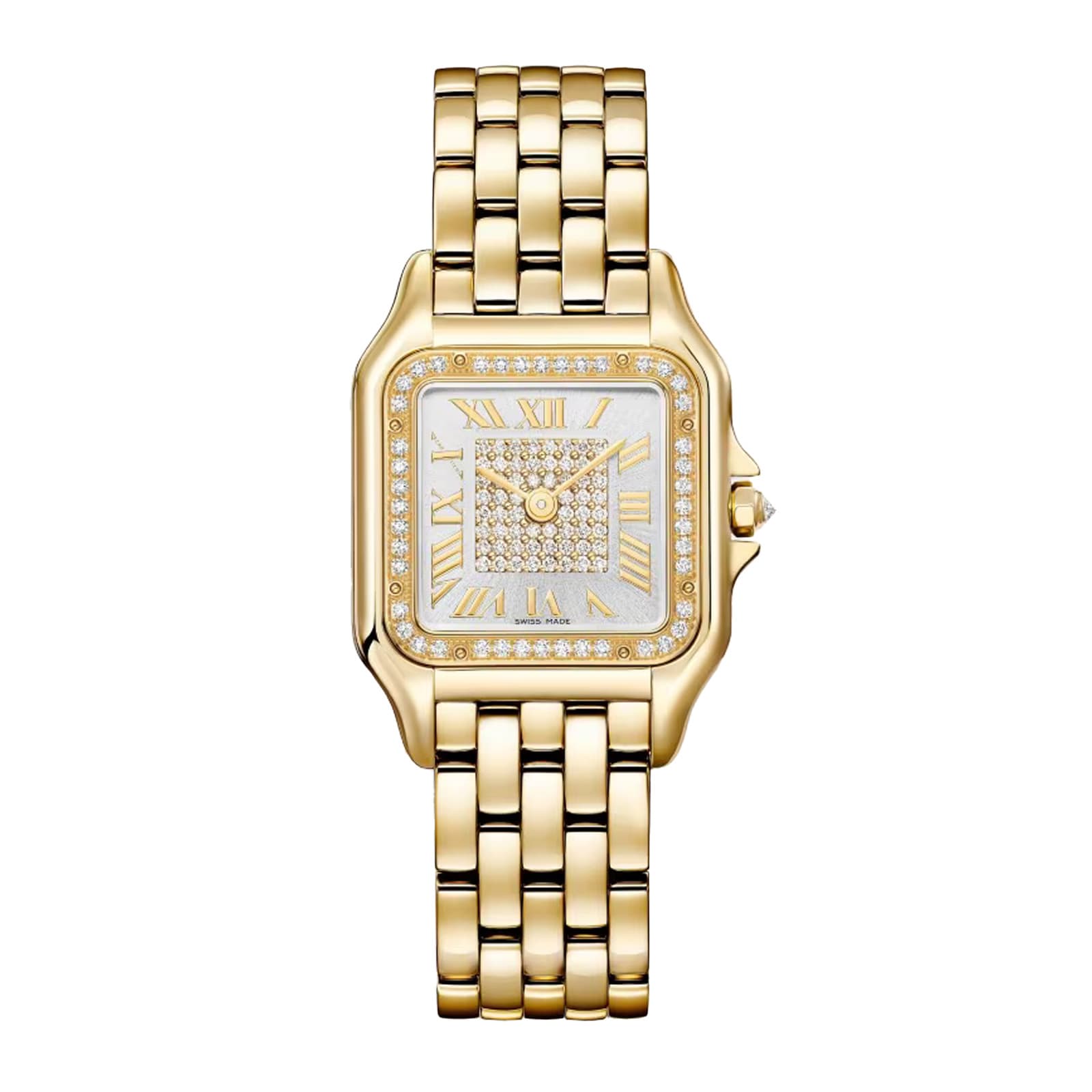 Panthegravere De Cartier Watch Medium Model Quartz Movement Yellow Gold