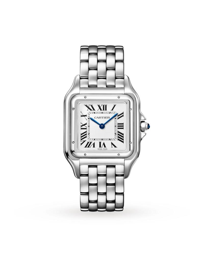 Panthegravere De Cartier Watch Large Model Quartz Movement Steel