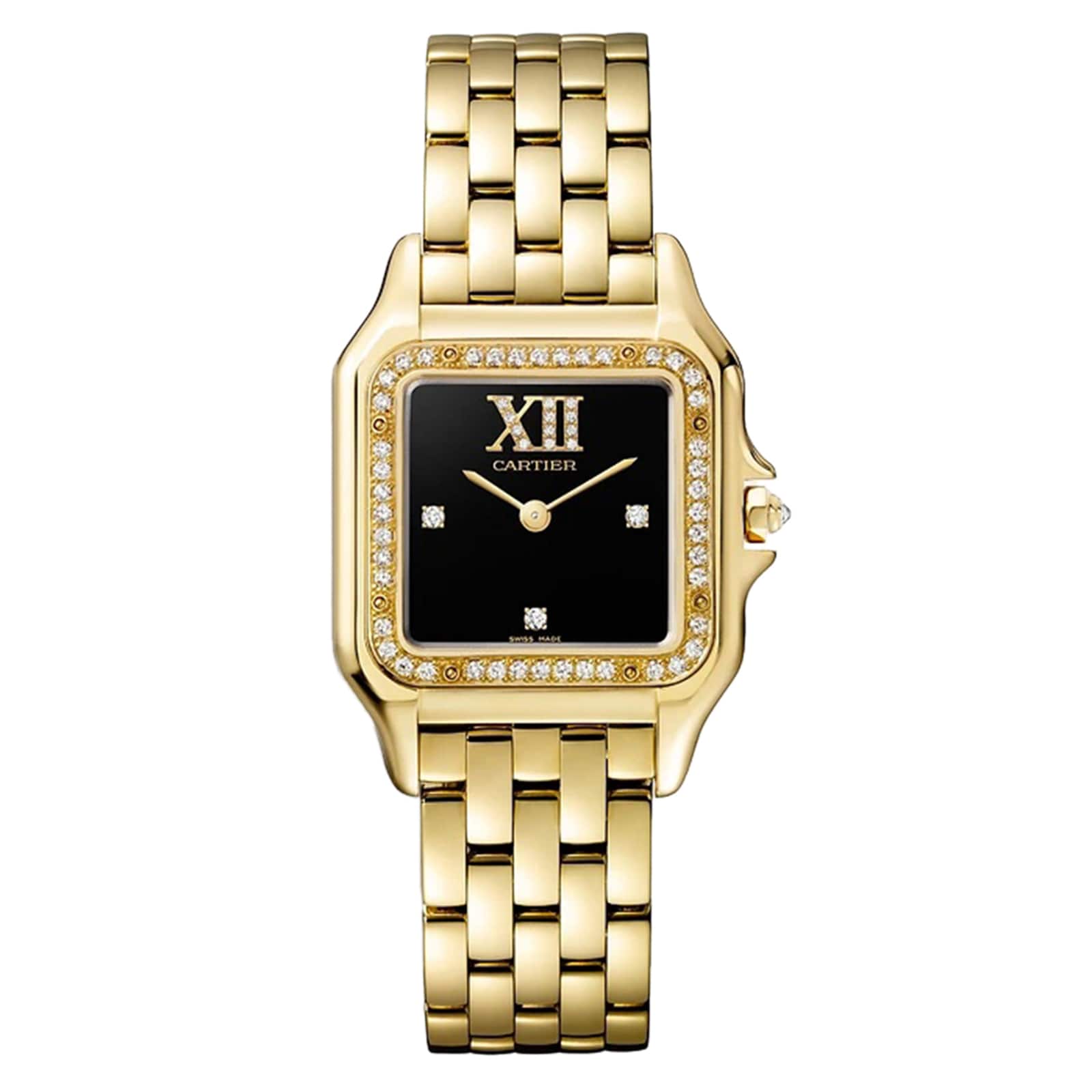 Panthegravere De Cartier Watch Medium Model Quartz Movement Yellow Gold