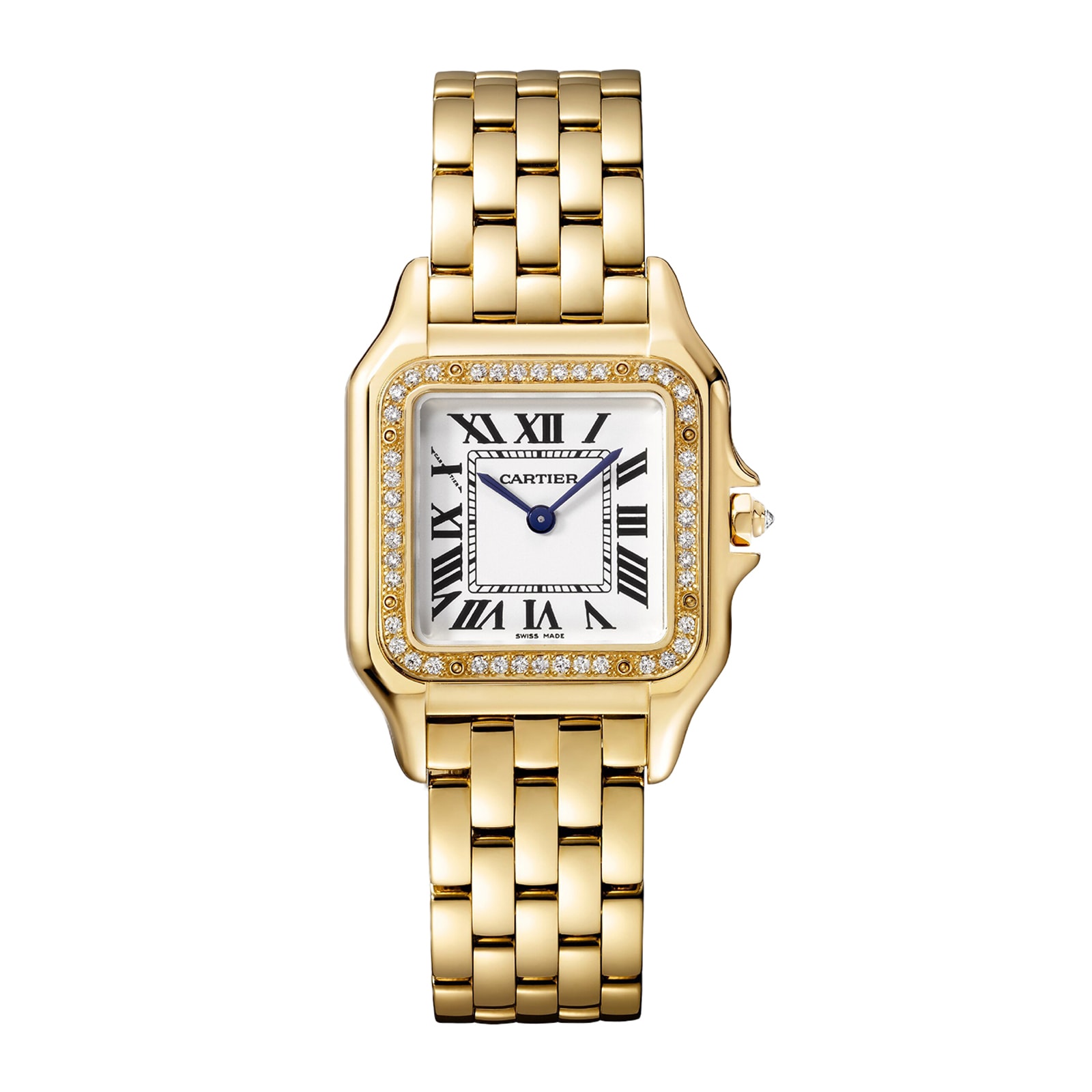 Panthegravere De Cartier Watch Medium Model Quartz Movement Yellow Gold Diamonds