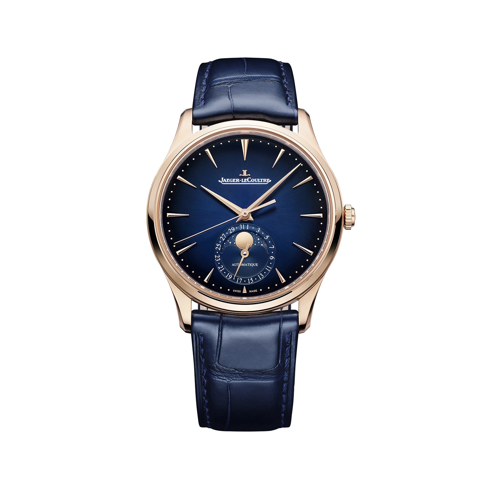 JaegerLeCoultre Master Ultra Thin Moon 39mm Mens Watch Navy