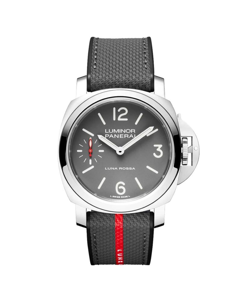Panerai Luminor Tre Giorni Luna Rossa 44mm Mens Watch Grey Interchangeable Strap